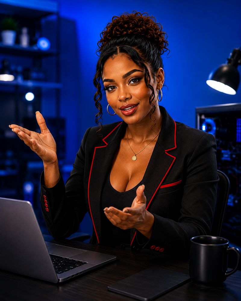 Portrait de bureau en lumière bleue généré par IA