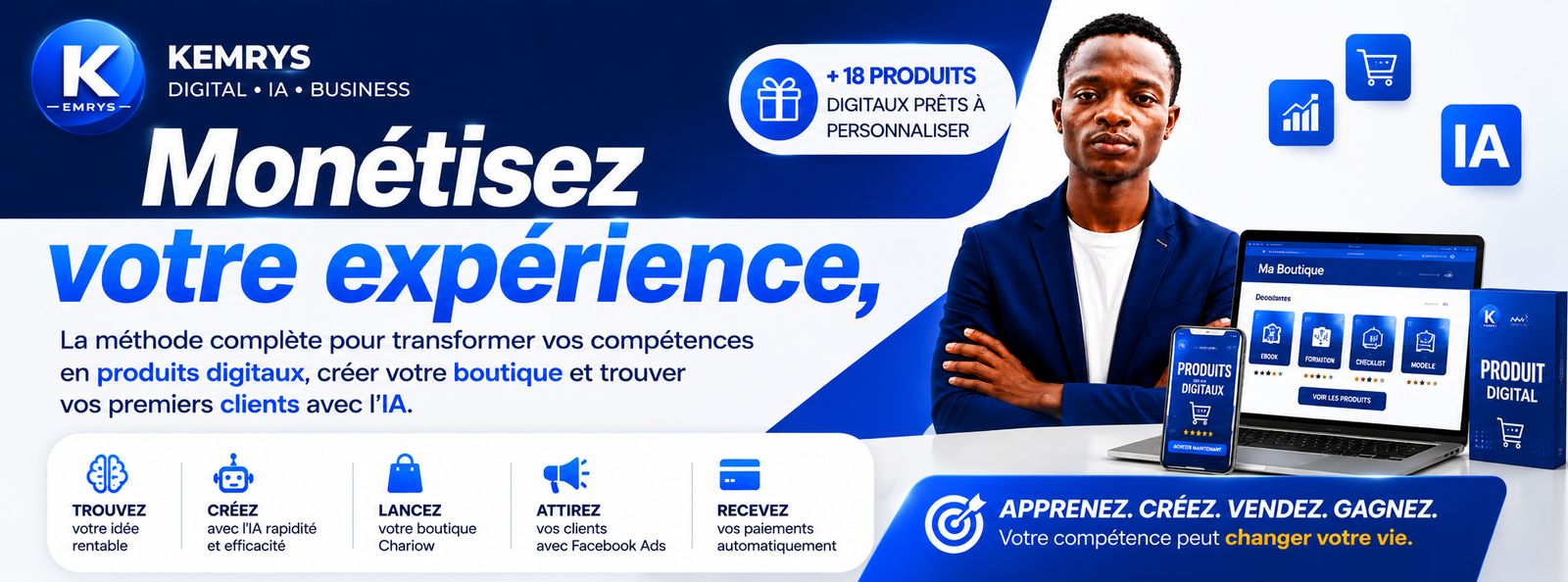 Bannière Monétisez votre expérience : transformez vos compétences en produits digitaux avec l'IA