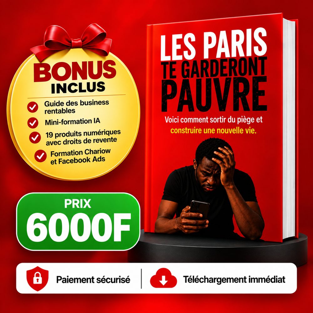 Couverture du livre Les paris te garderont pauvre avec ses bonus inclus et le prix de 6 000 FCFA